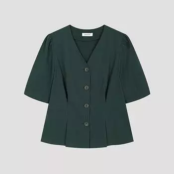 She S miss Volume Slim V Neck BlouSe Swwblo22040 De DARK GREEN/55