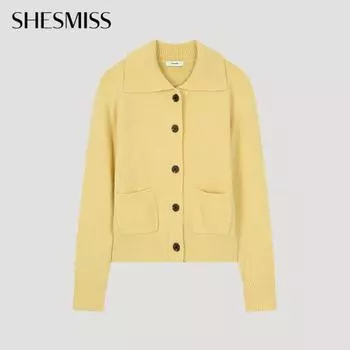 She S miSS Вязаный кардиган с воротником и пуговицами SSkcdo42680 Ly light yellow/55