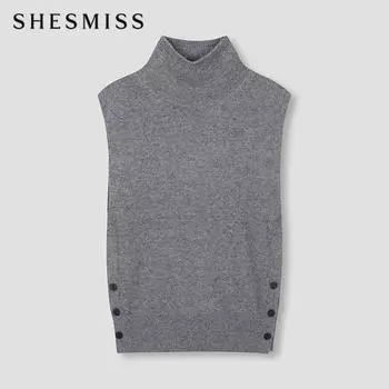 She S miss Вязаный жилет с боковыми пуговицами SSkvtn41010 Mg MELANGE GRAY/55