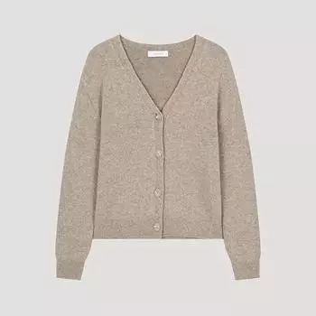She S miss Цельный шерстяной кардиган с V-образным вырезом Sakcdo43010 Be beige/00
