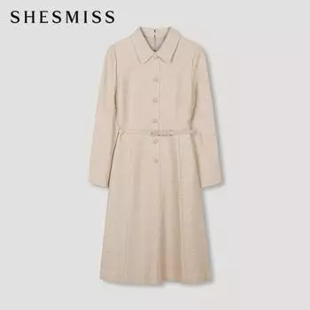She S Miss шерстяное твидовое платье с поясом Swwopn41010 Be beige/55