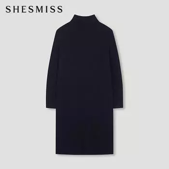 She S miSS Wool High Neck Knit Midi dreSS SSkopn41010 Dn DARK NAVY/55
