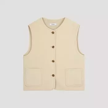 She S miSS Wool Round Neck Handmade veSt Swhvto42030 Ly light yellow/55