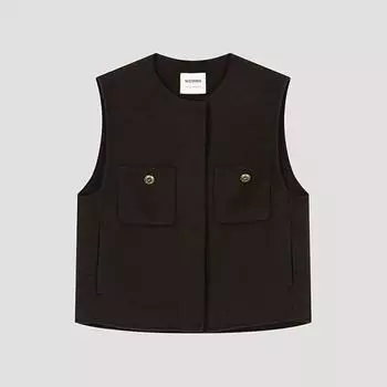 She S miSS Wool Round Neck Handmade veSt Swhvto42010 Dw dark brown/55