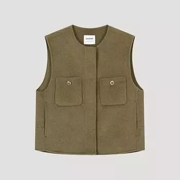 She S miSS Wool Round Neck Handmade veSt Swhvto42010 Lw light brown/55