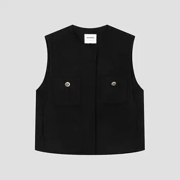 She S miSS Wool Round Neck Handmade veSt Swhvto42010 Bk blacks/55