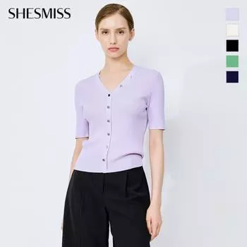 She S misS вязаный свитер с V-образным вырезом и пуговицами SSkpoo22670 creamy/55