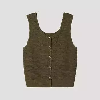 [She S miSS] Жилет из двух видов трикотажа SSkvtp22040 Kh Khaki/66