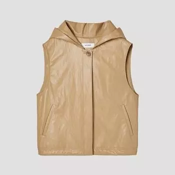 [She S miSS] Жилет из искусственной кожи с капюшоном и шнурком Swwvtp12010 Ca Camel/66