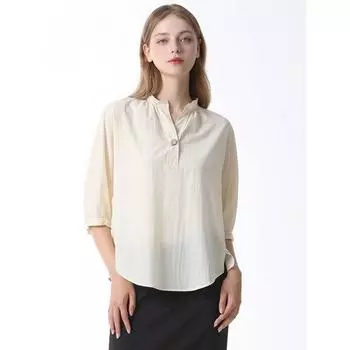 She Smiss Блузка с разрезом на одной пуговице Цена 138 000 вон Cream (CR)/55