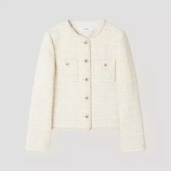 She Smiss Твидовый пиджак с косой линией Swwjkp12080 фунтов light beige/55