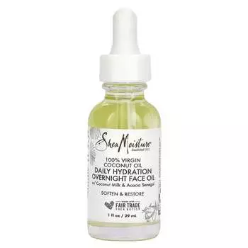 SheaMoisture, 100% кокосовое масло первого отжима, ежедневное увлажняющее ночное масло для лица, 1 жидкая унция (29 мл)