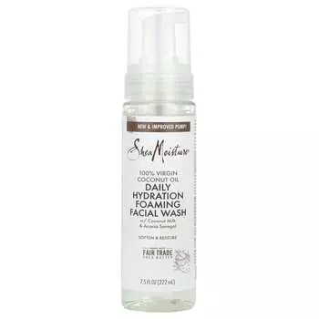 SheaMoisture, 100% кокосовое масло первого отжима, ежедневное увлажняющее пенящееся средство для умывания лица, 7,5 жидких унций (222 мл)