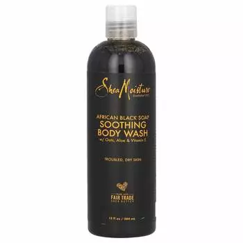SheaMoisture, африканское черное мыло, успокаивающее средство для мытья тела с овсом, алоэ и витамином Е, 13 жидких унций (384 мл)
