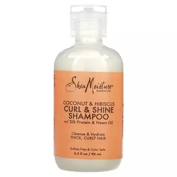 SheaMoisture, Curl & Shine Shampoo, для густых и вьющихся волос, кокос и гибискус, 3,2 жидких унции (95 мл)