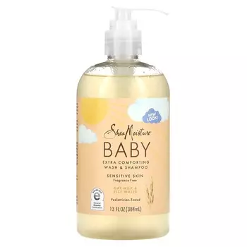 SheaMoisture, Детский шампунь и средство для мытья и купания, овсяное молоко и рисовая вода, 13 жидких унций (384 мл)