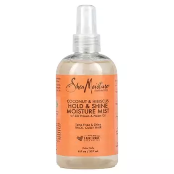 SheaMoisture, Hold & Shine Увлажняющий спрей с протеинами шелка и маслом нима, кокосом и гибискусом, 8 жидких унций (237 мл)