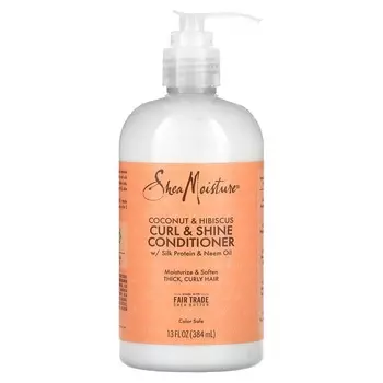 SheaMoisture, кондиционер для вьющихся волос и блеска, кокос и гибискус, 13 жидких унций (384 мл)