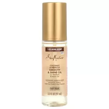 SheaMoisture, масло для гладкости и блеска, кокос и гибискус, 3,3 жидких унции (97 мл)