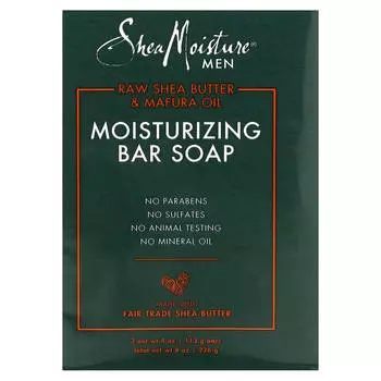 SheaMoisture, Мужское увлажняющее кусковое мыло, сырое масло ши и масло мапуры, 2 куска, 4 унции (113 г) Каждый