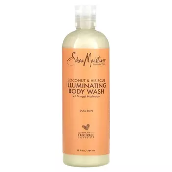SheaMoisture, Осветляющий гель для душа, кокос и гибискус, 13 жидких унций (384 мл)
