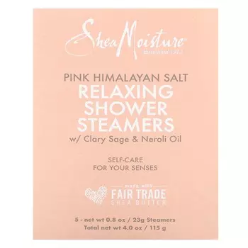 SheaMoisture, удобный паровой баллончик для душа с гималайской розовой солью, маслами шалфея мускатного и нероли, 5 паровых баллончиков, 0,8 унции (23 г) каждый