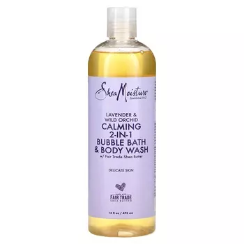 SheaMoisture, успокаивающая пена для ванны и гель для душа 2 в 1, лаванда и дикая орхидея, 16 жидких унций (473 мл)