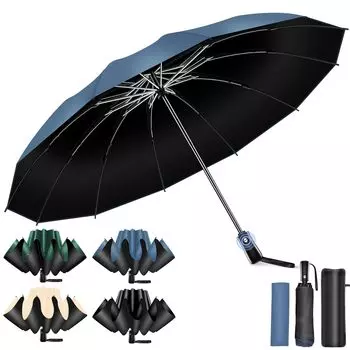 Шедевр усиленный 12 ребрами Обратное складывание Складной один автоматический обратный Супервода Очень большой длинный Сильный ветроустойчивый Складной Подходит для синий