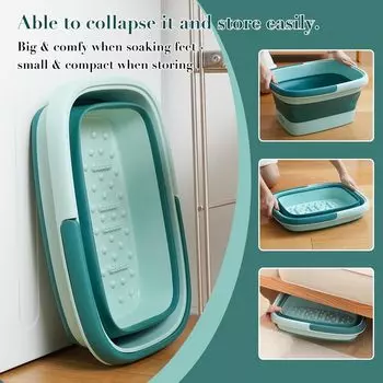 Sheeamy Новая складная ванна для замачивания ног с массажными точками для замачивания ног, многофункциональное пластиковое ведро с ручкой розовый