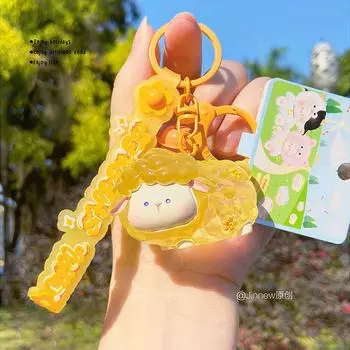 Sheep Brightly Colored Keychain Cute And Fun Semitransparent Resin Keyring For Use Personal