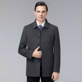 Sheep double-sided cashmere coat men s medium-length thickened down lining wool woolen windbreaker coat 170