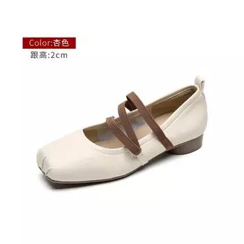 Sheepskin~ Ballet women s shoes Mary Jane shoes new evening shoes thick heel light mouth low heel French single shoes 35