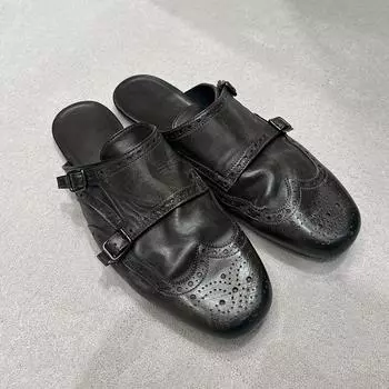 Sheepskin~ Carved Baotou Slippers Women s Summer Wear Half Slippers One Pedal Cold Slippers 35