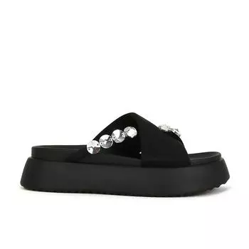 Sheepskin cocoa puffs, rhinestones pinched feet, thick-soled beach slippers, women s summer cool slippers, outer wear 34