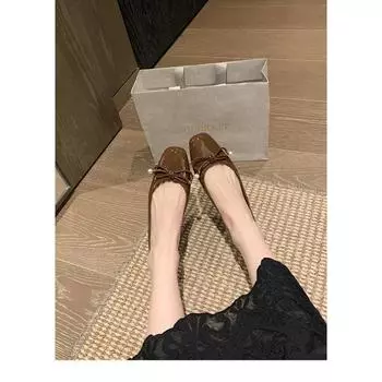 Sheepskin leather silver Mary Jane single shoes women s rhinestone shoes bow ballet shoes flat ladyshoes 35