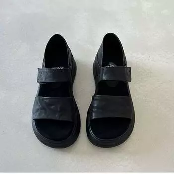 Sheepskin~ platform sandals women s summer wear retro casual height increase skirt beautiful versatile soft-soled shoes 35