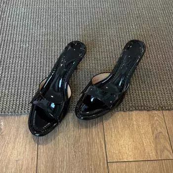 Sheepskin temperament simple nude high-heeled cool slippers summer wear open-toed sexy thin-heeled slippers women s 35