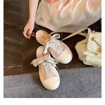 Sheepskin version bag head half slippers women s summer wear thick bottom heightening lace-up casual sports slippers 35