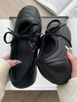 Sheepskin version~ Ballet style leather soft sole Mary Jane single shoes women s straps small leather shoes silver flat shoes ballet shoes 35