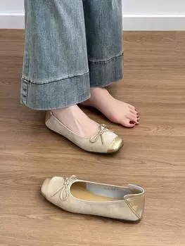 Sheepskin version~ French flat-soled retro ballet single shoes women s 2025 new versatile Mary Jane egg roll shoes grandma shoes 35
