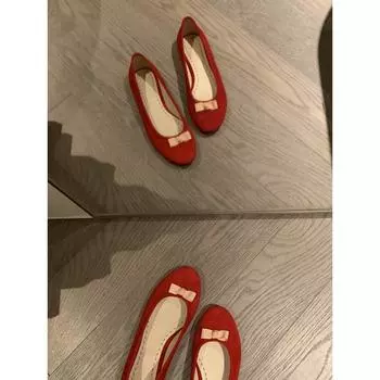 Sheepskin version leather bow round head light mouth color matching flat ballet shoes women s commuter shoes 35