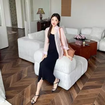 Sheepskin version~ leather pointed simple flat sandals women s cross with open-toed beach shoes niche design sandals 35