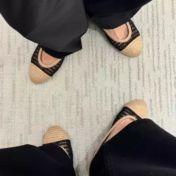 Sheepskin version~ Leather woven straw ballet shoes women s spring French soft-soled Mary Jane single shoes hollow mesh sandals 35