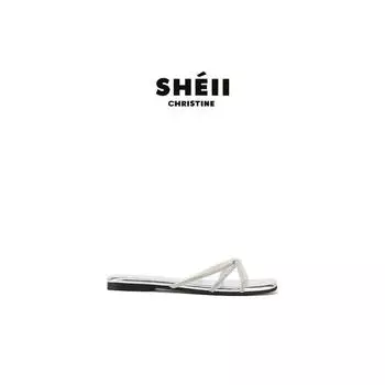 Sheepskin version Moonlight Wonderland rhinestone thin strap toe flat-bottomed flip-flops women s sandals outside summer 35