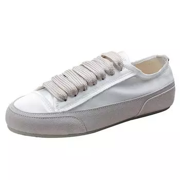 Sheepskin version niche thin satin little white shoes women s spring new versatile canvas board shoes casual shoes 34