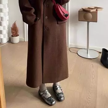 Sheepskin version~ retro polished word with leather ballet shoes women s head Mary Jane single shoes flat-soled small leather shoes 35 серебряный серый