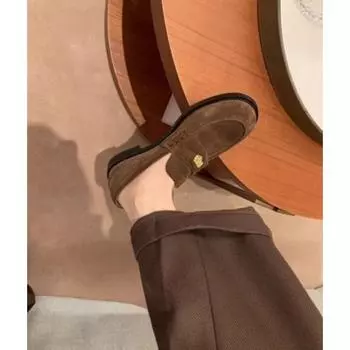 Sheepskin version~ retro small gold coin matte women s genuine leather flat-soled small leather shoes 35