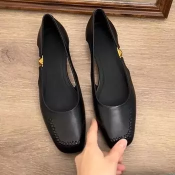 Sheepskin version retro string line shallow mouth single shoes women s thick heel hollow with skirt sandals women s summer wear Mary Jane shoes 35