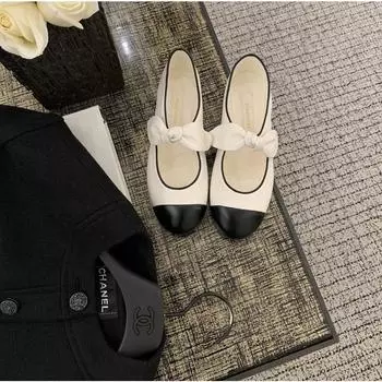 Sheepskin version retro Xiaoxiang bow Mary Jane shoes women s light mouth flat bottom color matching single shoes 35