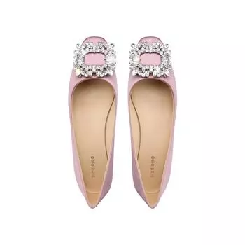 Sheepskin version single shoes women s rhinestone square head wedding shoes shallow mouth temperament silk square buckle flats 35